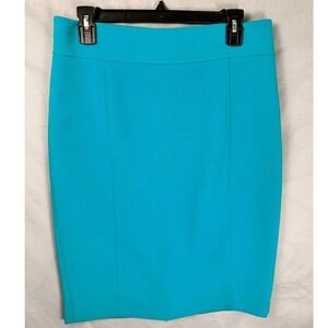 Ann Taylor Loft Turquoise Blue Pencil Classic Skirt 6 Knee Length Career Work